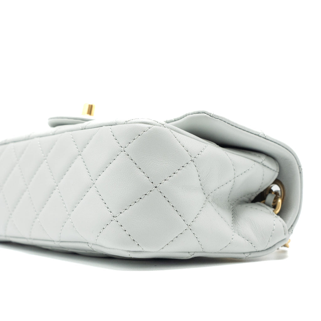 Chanel Pearl Crush Mini Rectangular Lambskin Light Grey Brushed  (Microchip)