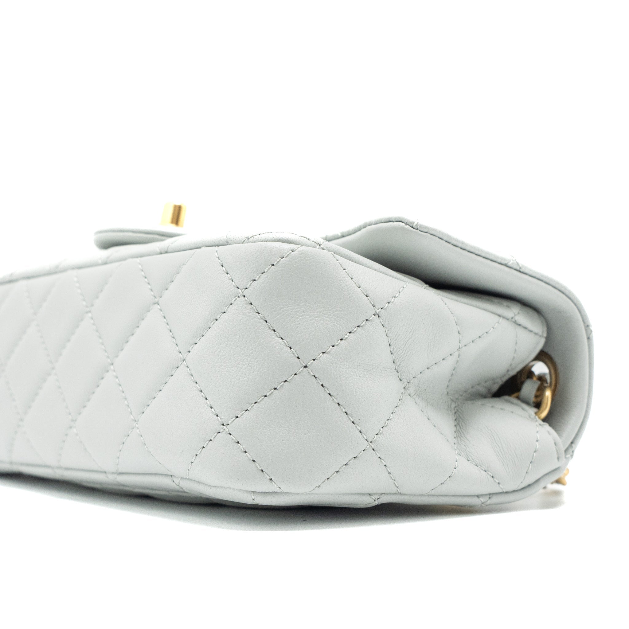 Chanel Pearl Crush Mini Rectangular Lambskin Light Grey Brushed  (Microchip)