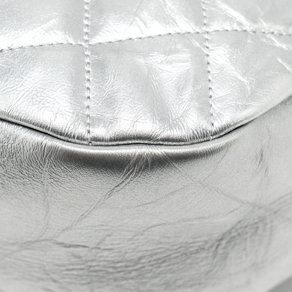 Chanel 31 BAG Quilted Crumpled Calfskin Metallic Silver