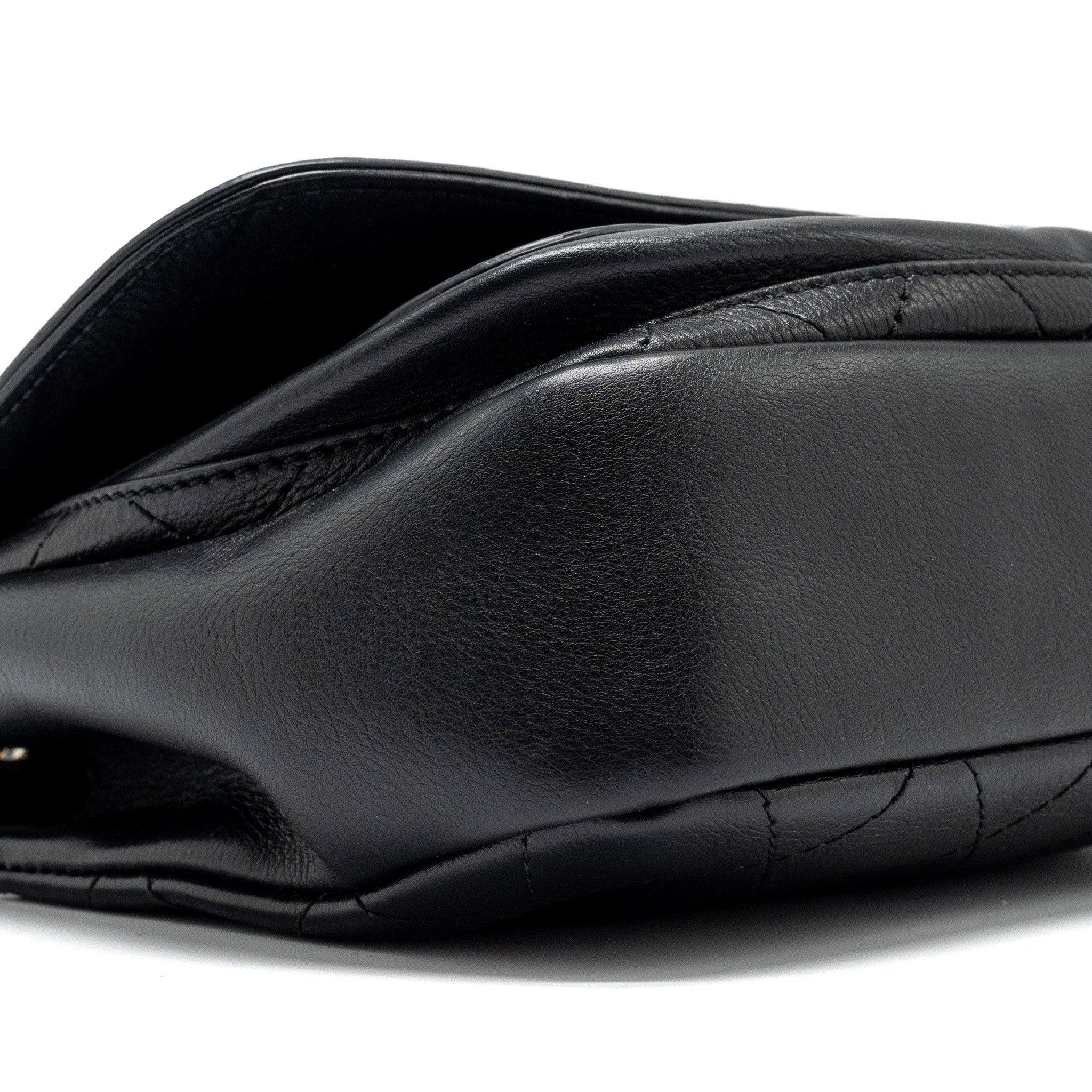 Chanel half moon quilted flap bag Grained Calfskin black