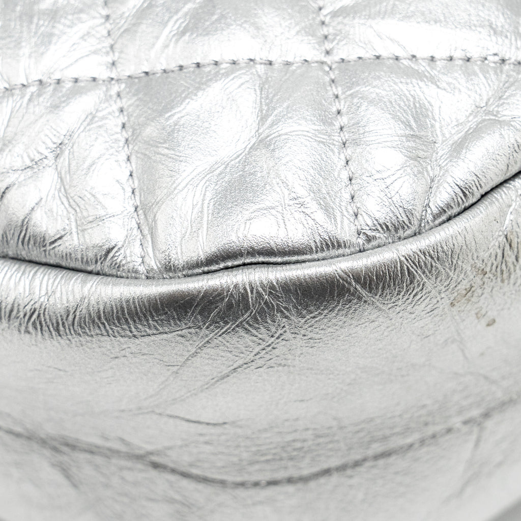 Chanel 31 BAG Quilted Crumpled Calfskin Metallic Silver