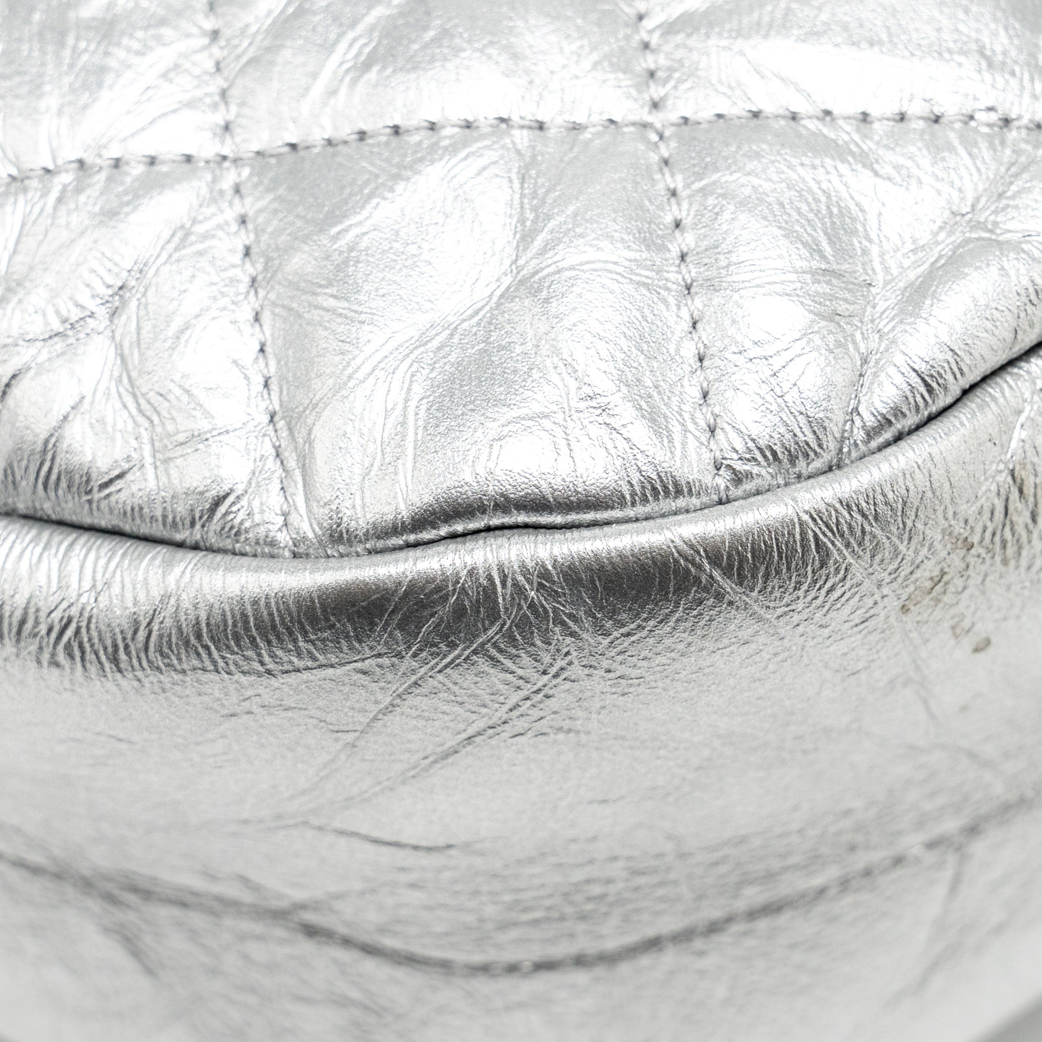 Chanel 31 BAG Quilted Crumpled Calfskin Metallic Silver