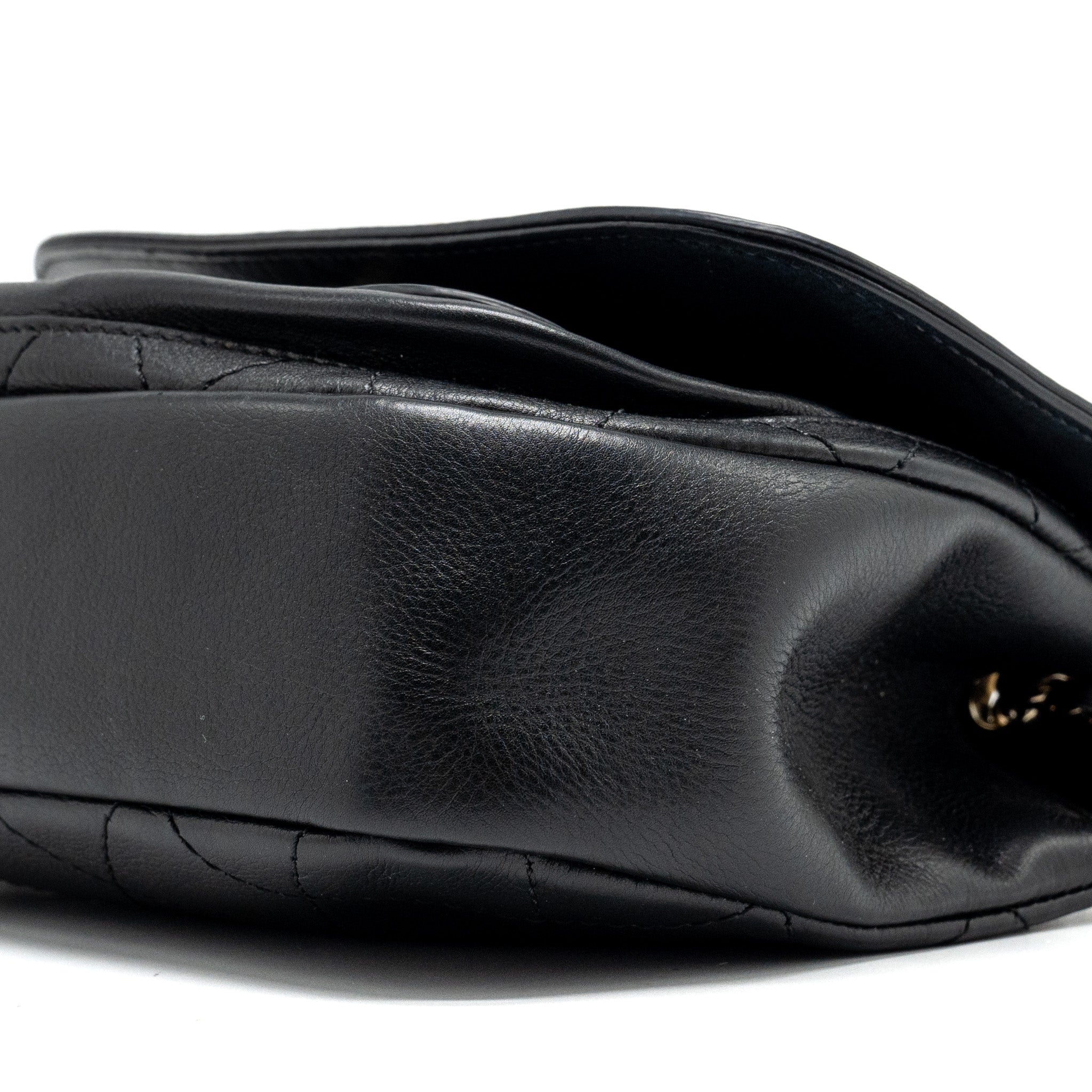 Chanel half moon quilted flap bag Grained Calfskin black