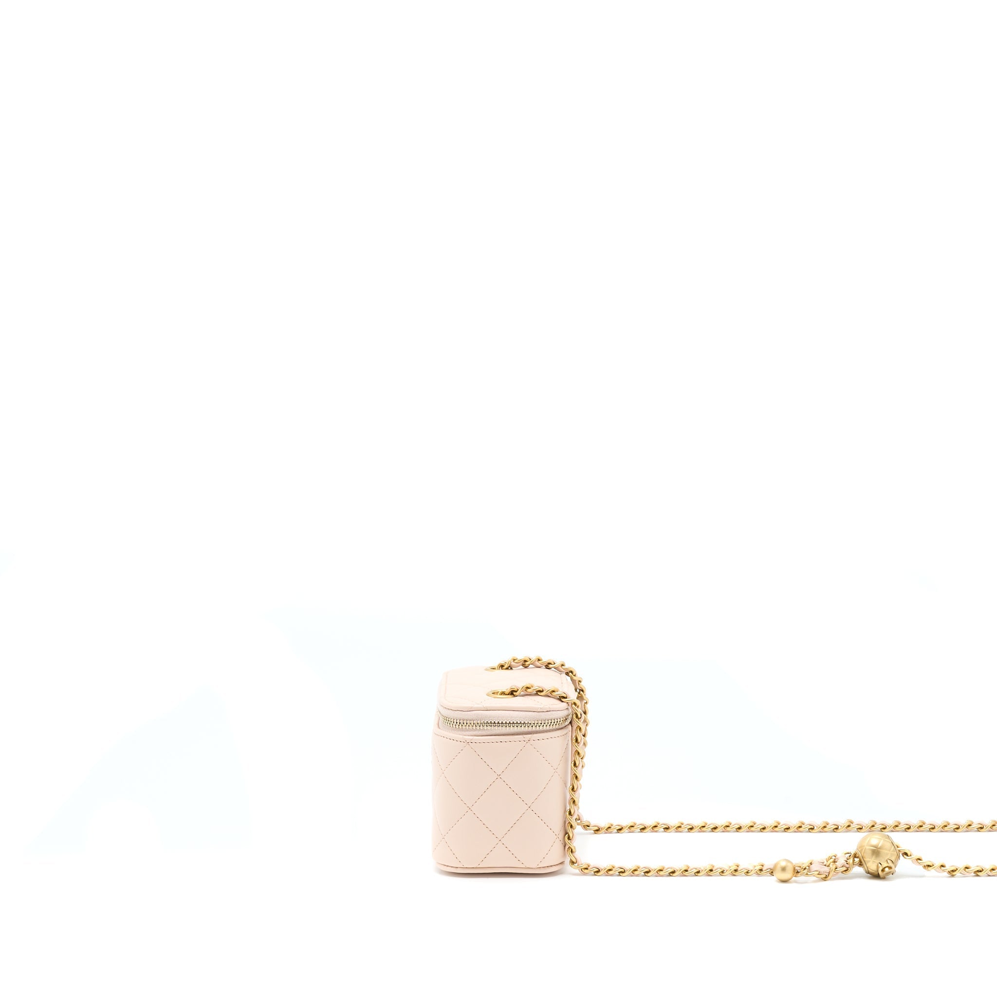 Chanel Pearl Crush Mini Vanity With Chain Lambskin Light Pink
