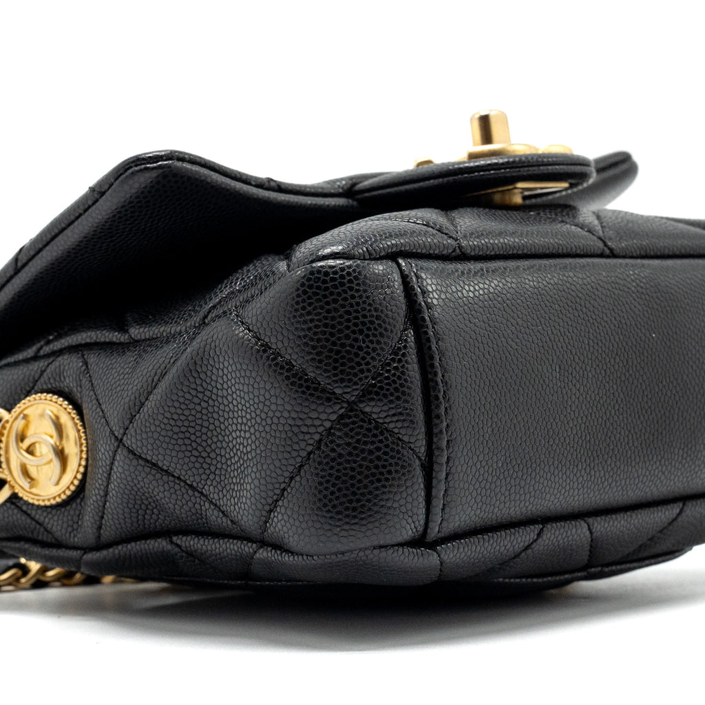 Chanel Mini Twist Your Button Flap Bag Caviar Black  (Microchip)
