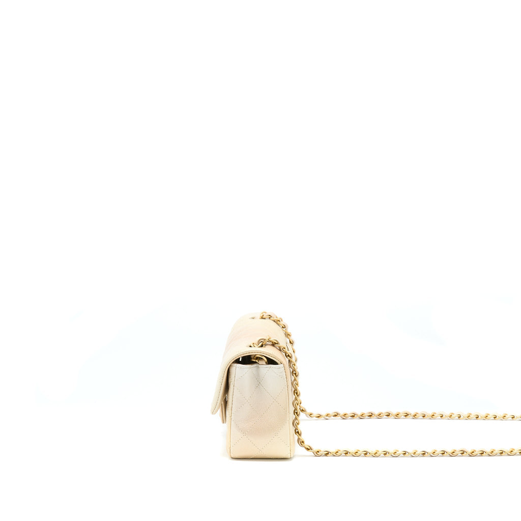 Chanel 22C Mini Rectangular Flap Bag Goatskin Ombre Beige Brushed