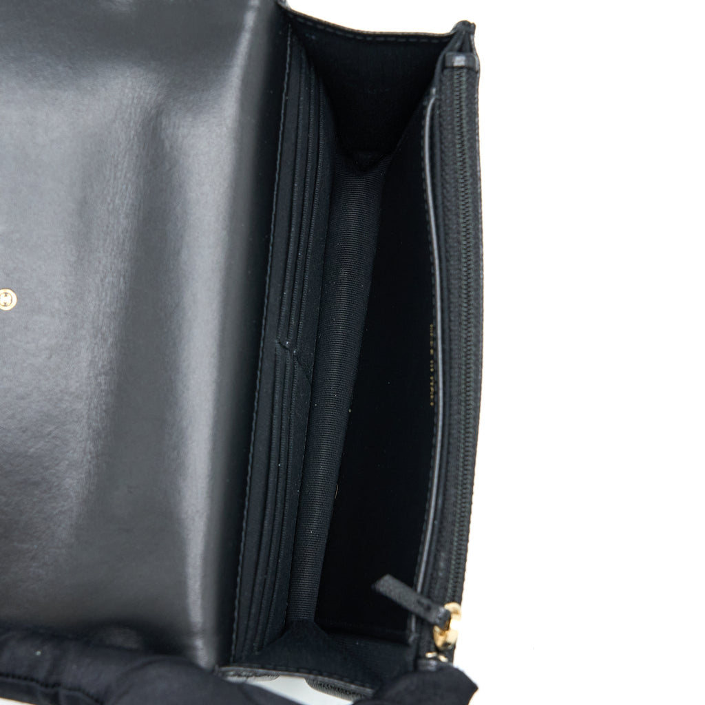 Chanel Letter Top Handle Wallet On Chain Caviar Black