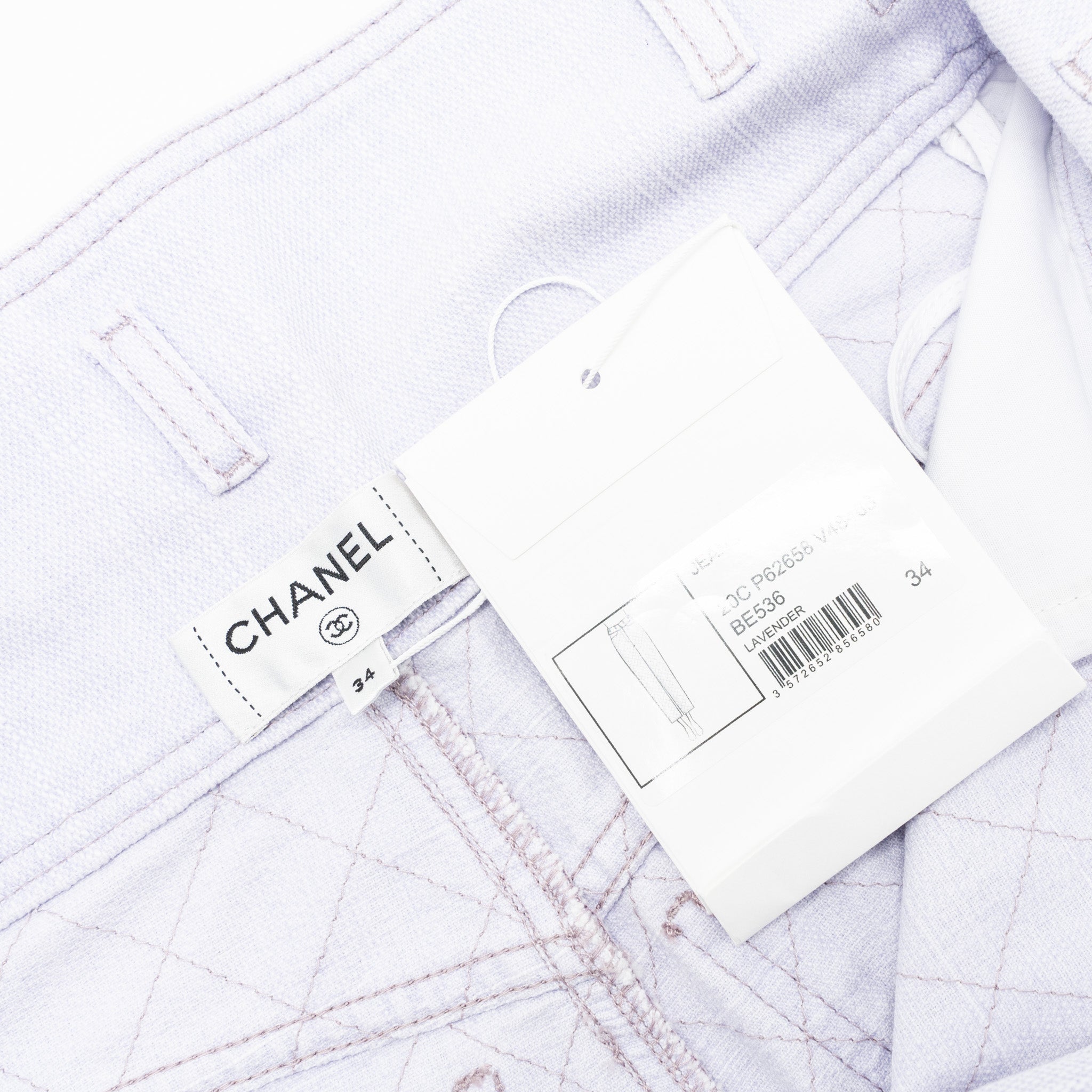 Chanel Size 34 20C Denim Jeans Cotton/Polyester Lavender