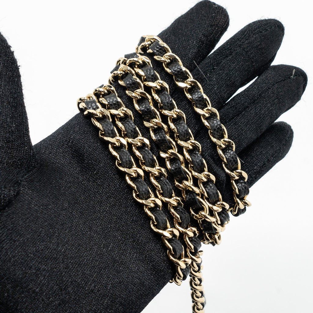 chanel 23p top handle mini flap bag with chain caviar black L (microchip)