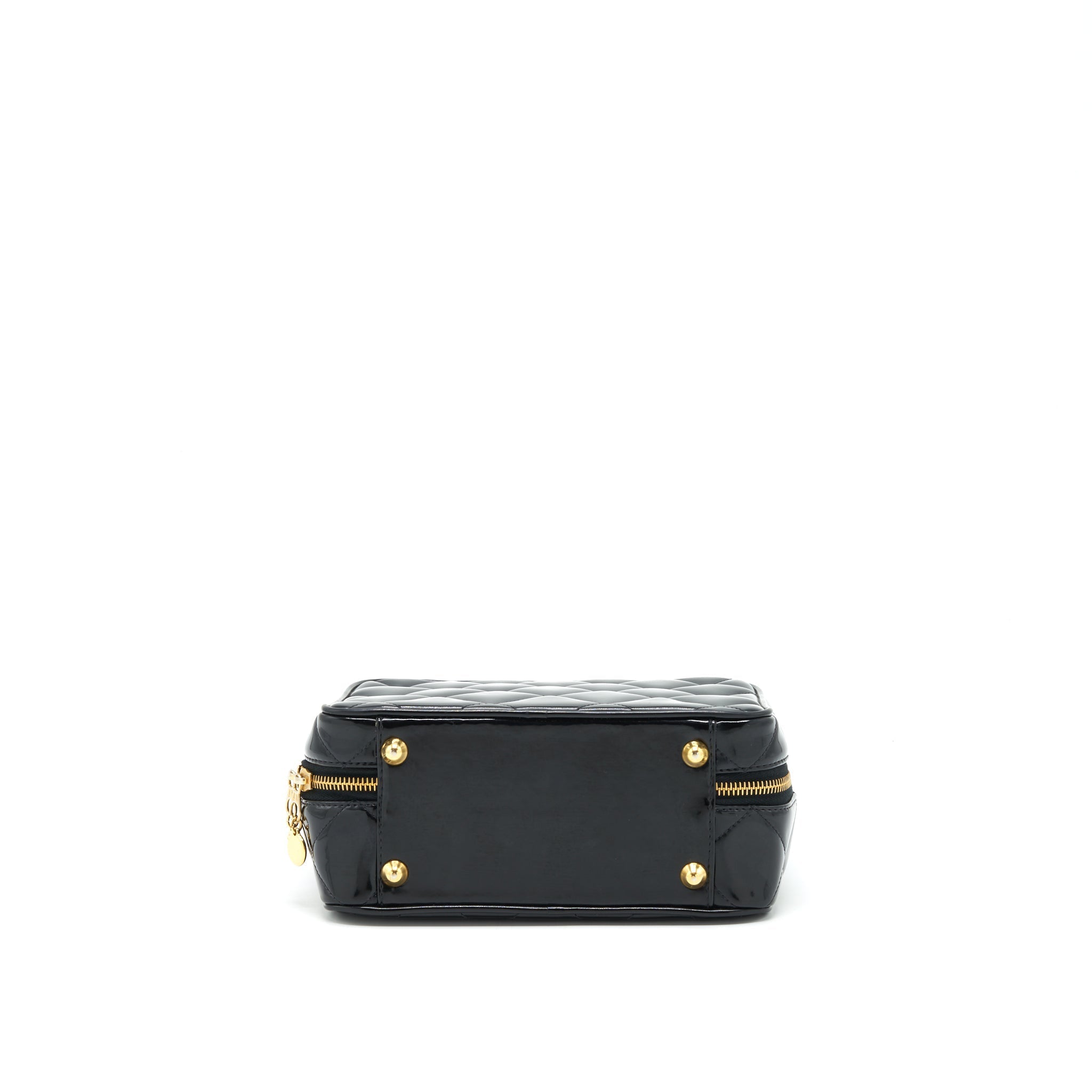 Chanel Vintage Top Handle Vanity Case Patent Black