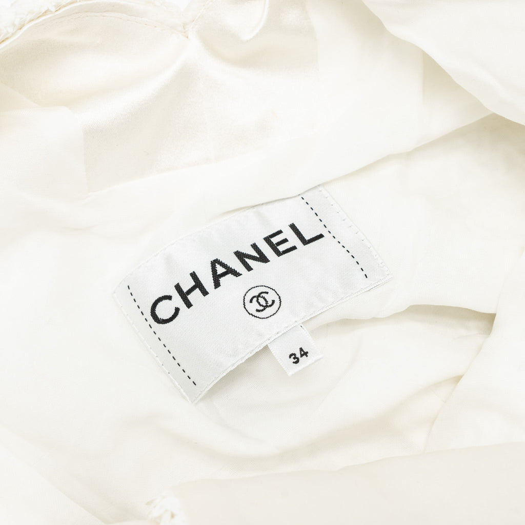 Chanel Size 34 22S Sequins Jacket and Skirt Suit Cotton/Polyester White/Multicolour