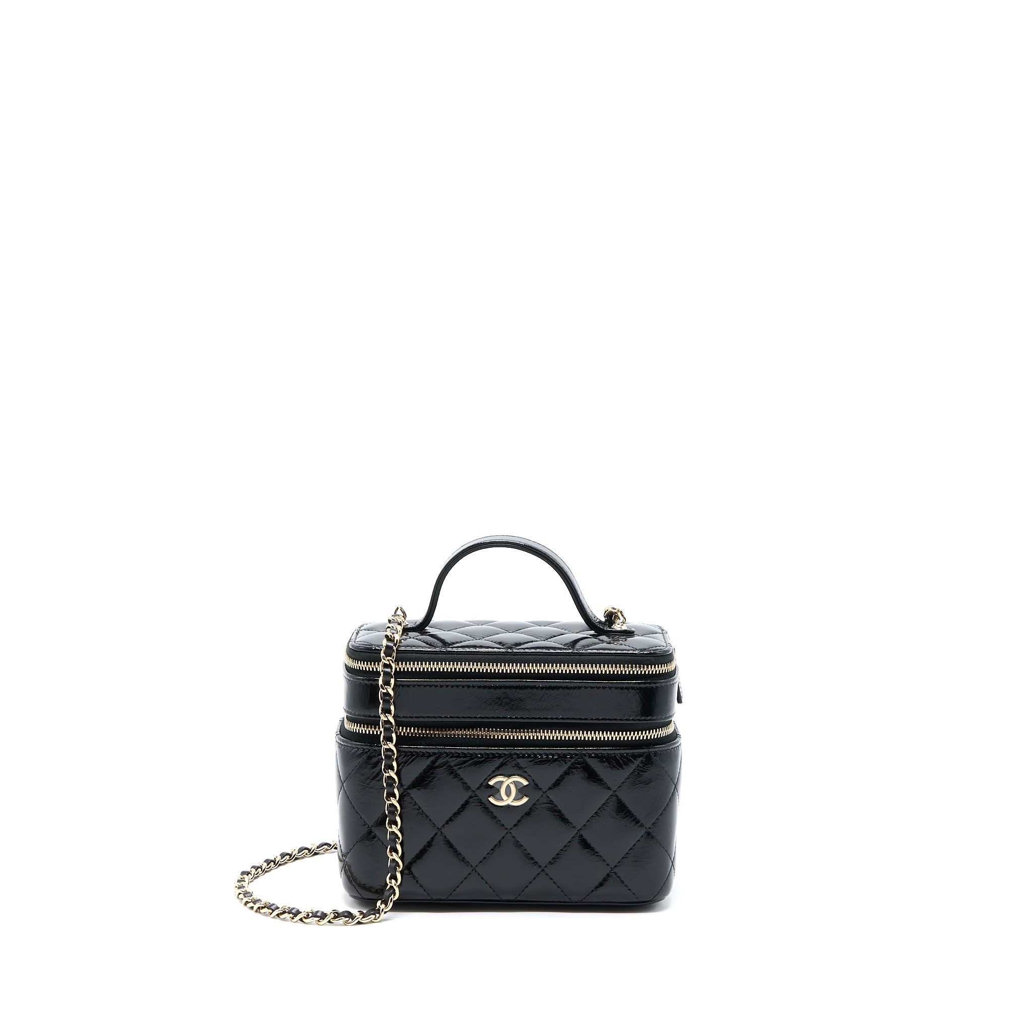 Chanel Vanity Case Glazed Lambskin Black L