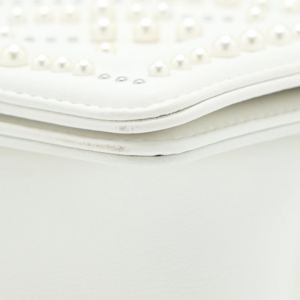 Chanel Medium Boy Bag Chevron Limited Lambskin With Pearl White