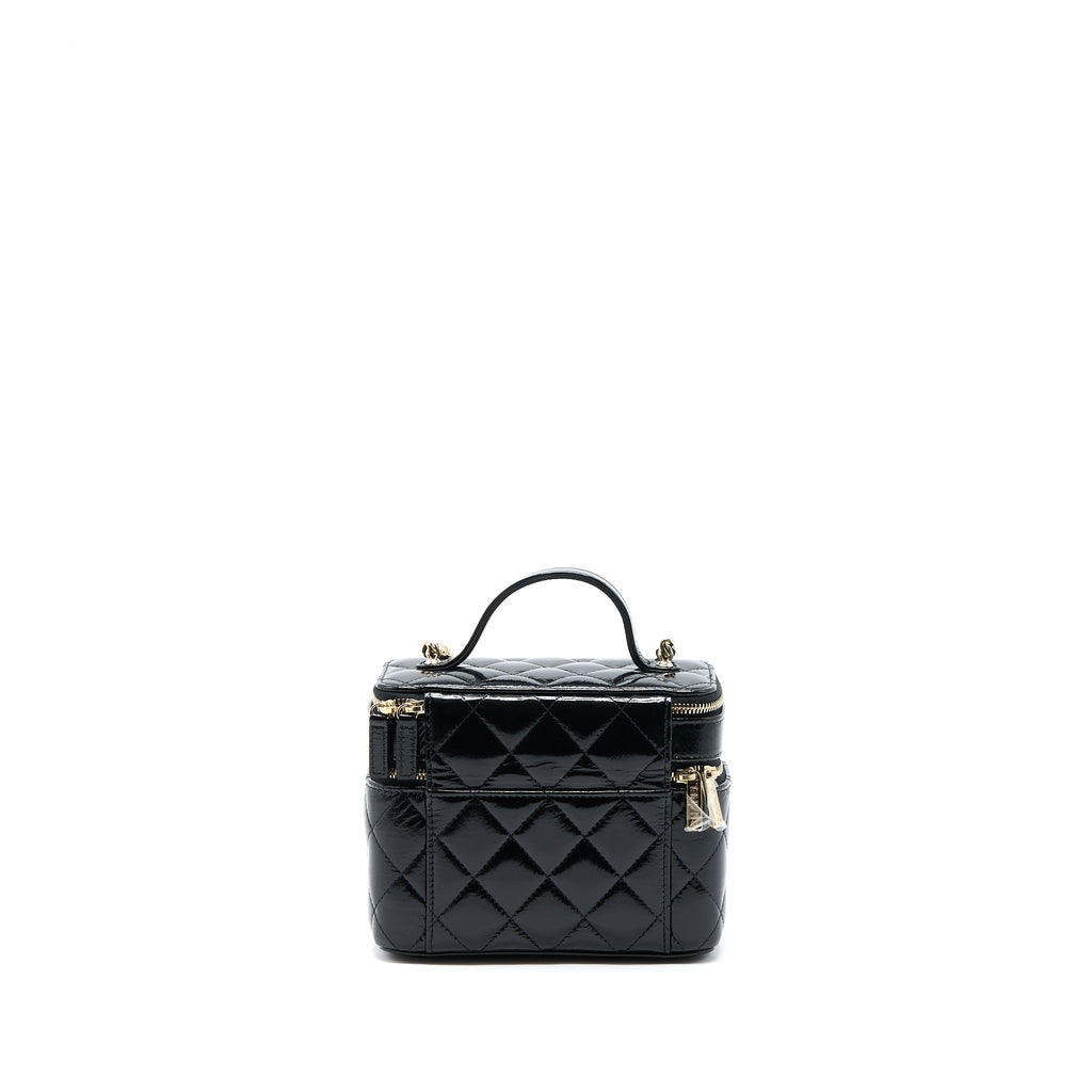 Chanel Vanity Case Glazed Lambskin Black L