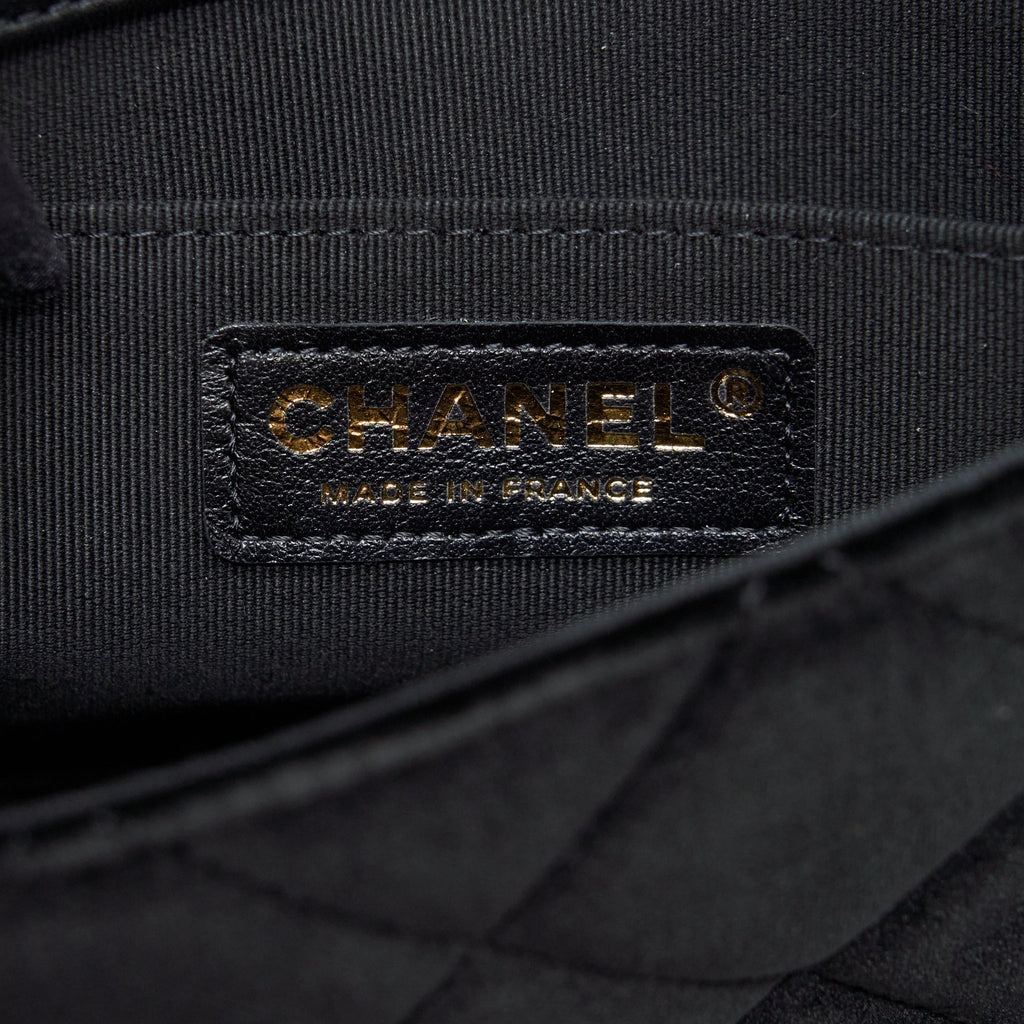 Chanel Flap Bag Leather Chain/Pearl Buckle Velvet Black