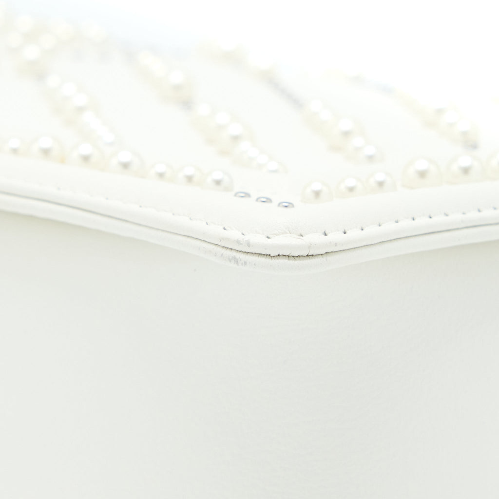 Chanel Medium Boy Bag Chevron Limited Lambskin With Pearl White