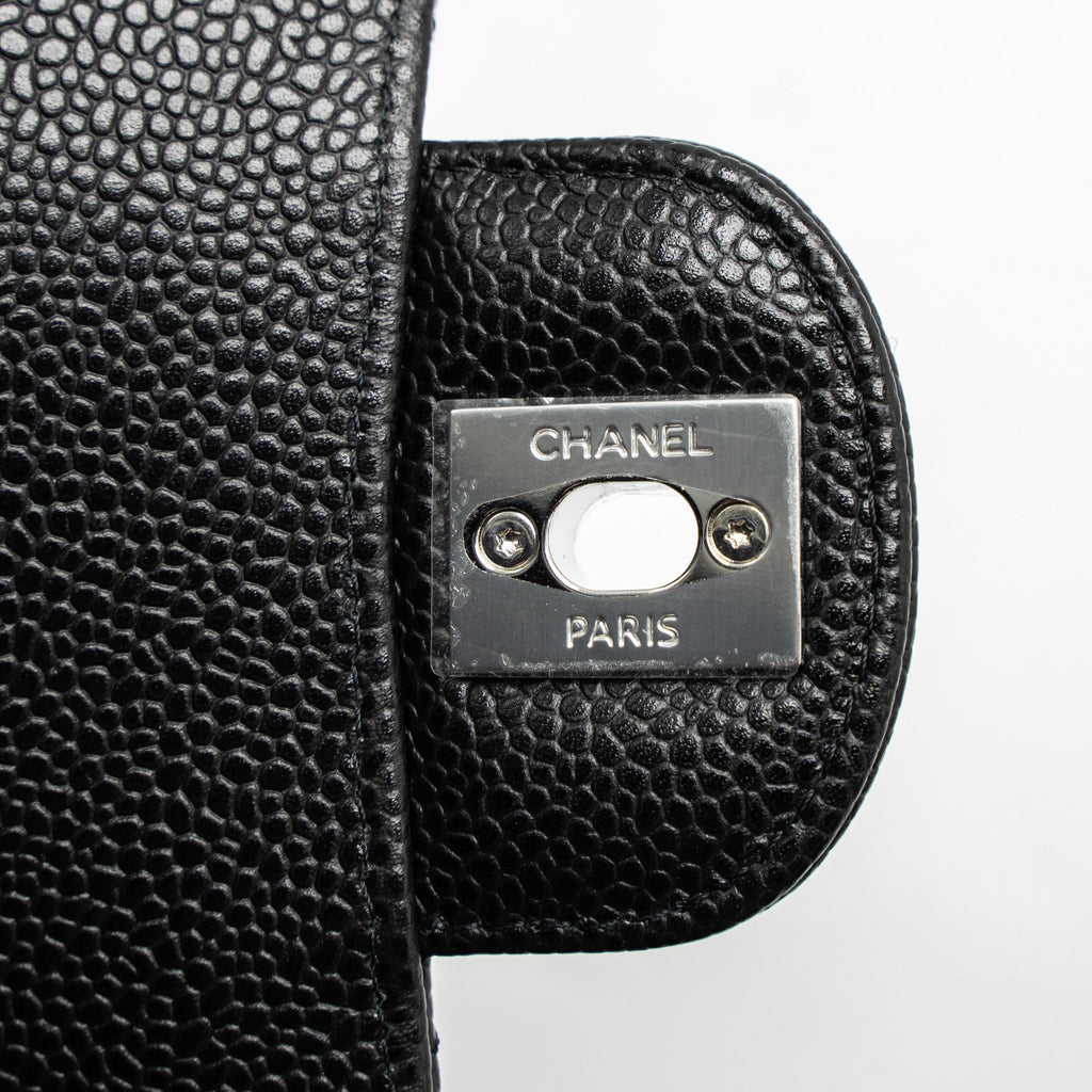 Chanel Small Classic Double Flap Bag Caviar Black  (Microchip)