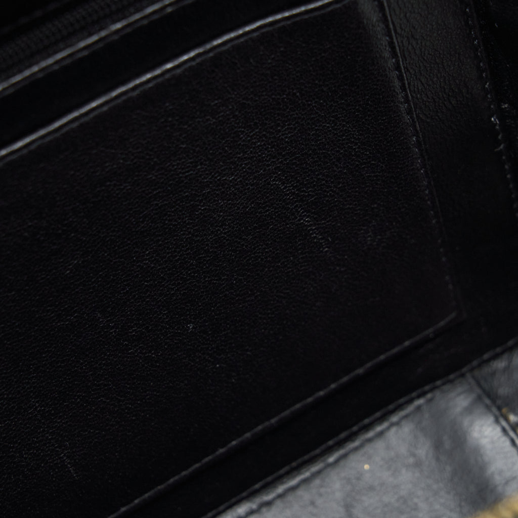 Chanel Vintage Top Handle Vanity Case Patent Black