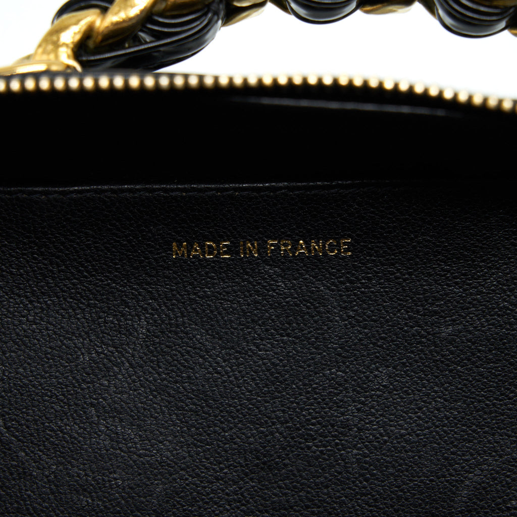 Chanel Vintage Top Handle Vanity Case Patent Black
