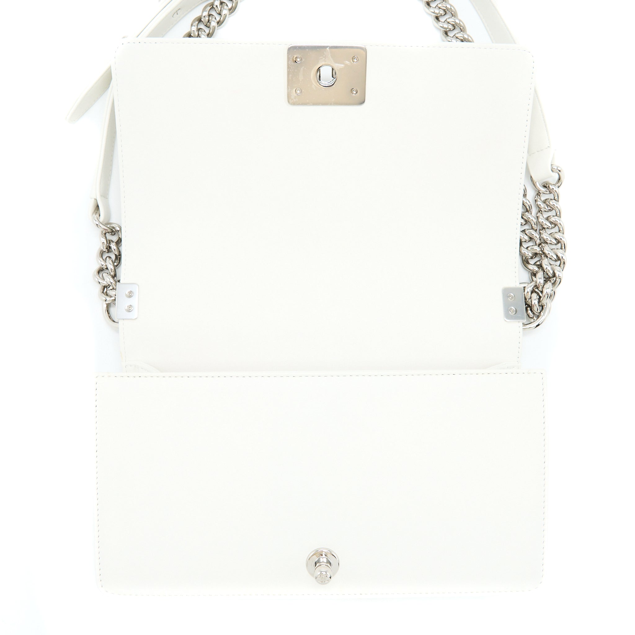 Chanel Medium Boy Bag Chevron Limited Lambskin With Pearl White