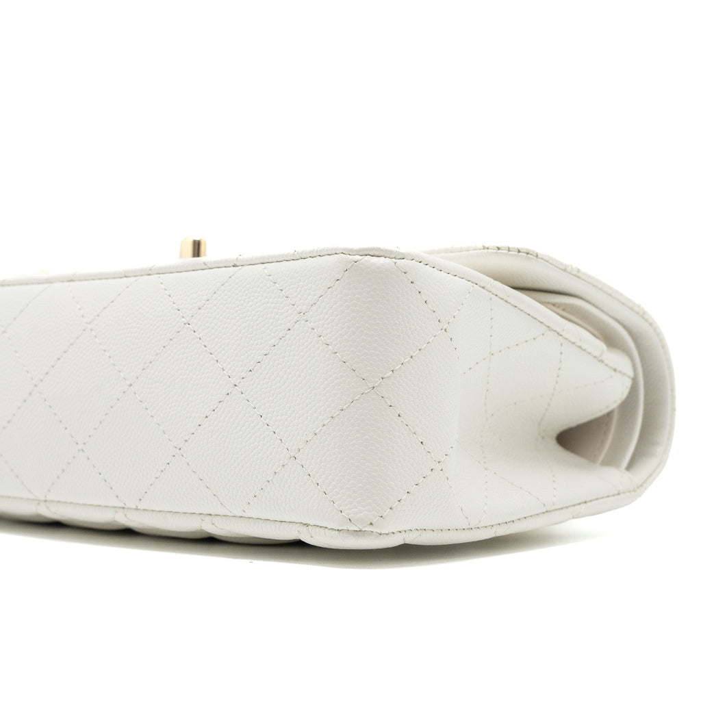 Chanel Small Classic Double Flap Bag Caviar White L (Microchip)