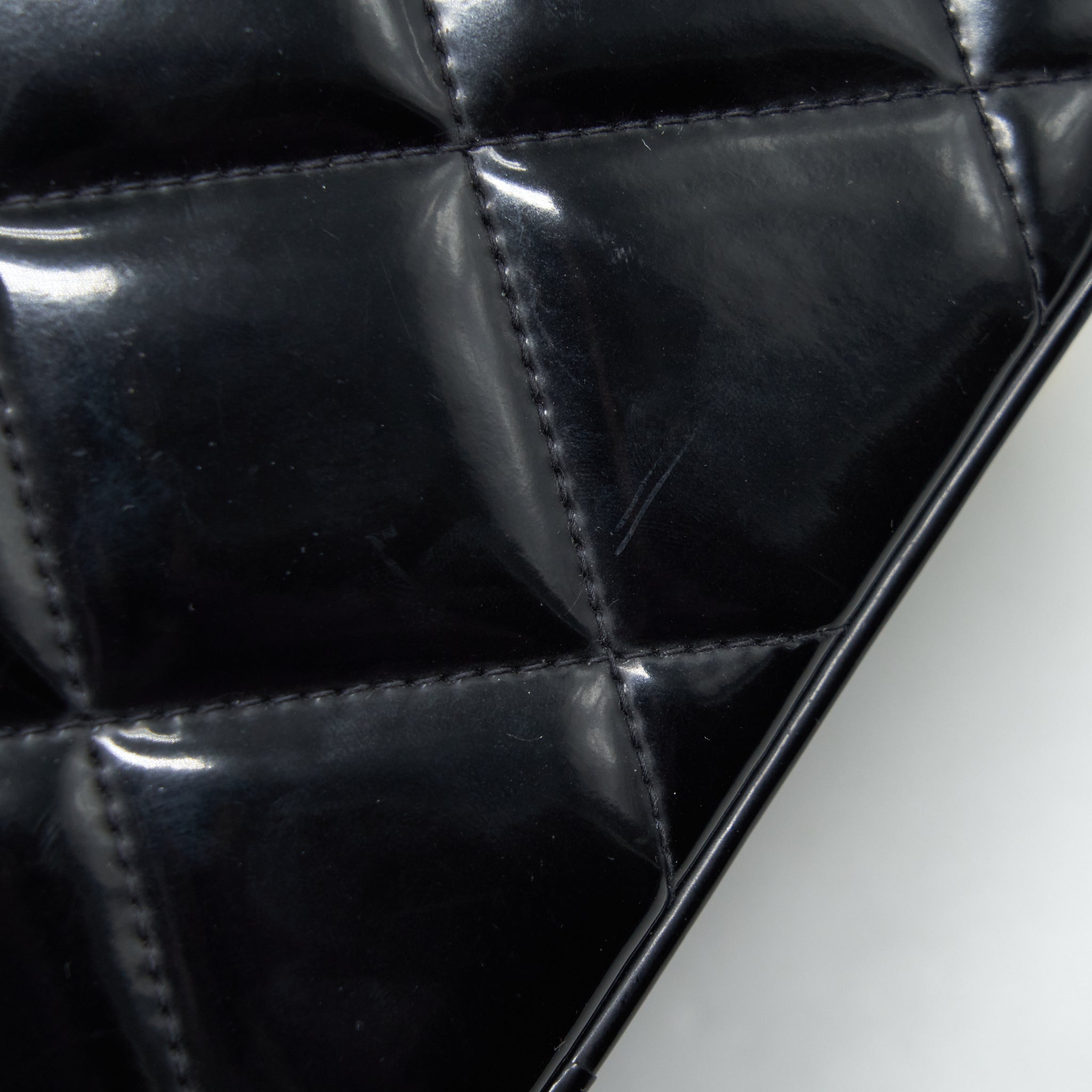 Chanel Vintage Top Handle Vanity Case Patent Black