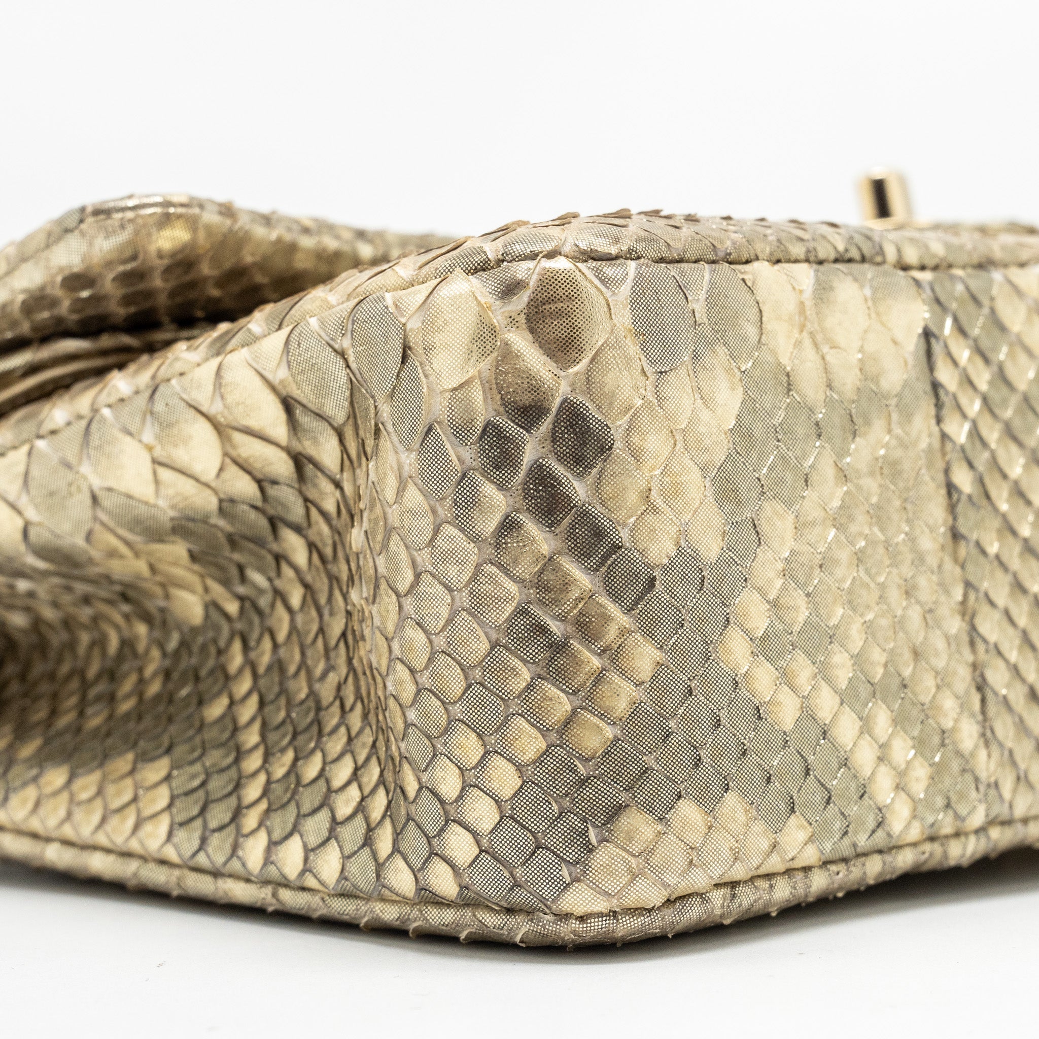 Chanel medium classic double flap bag python Gold