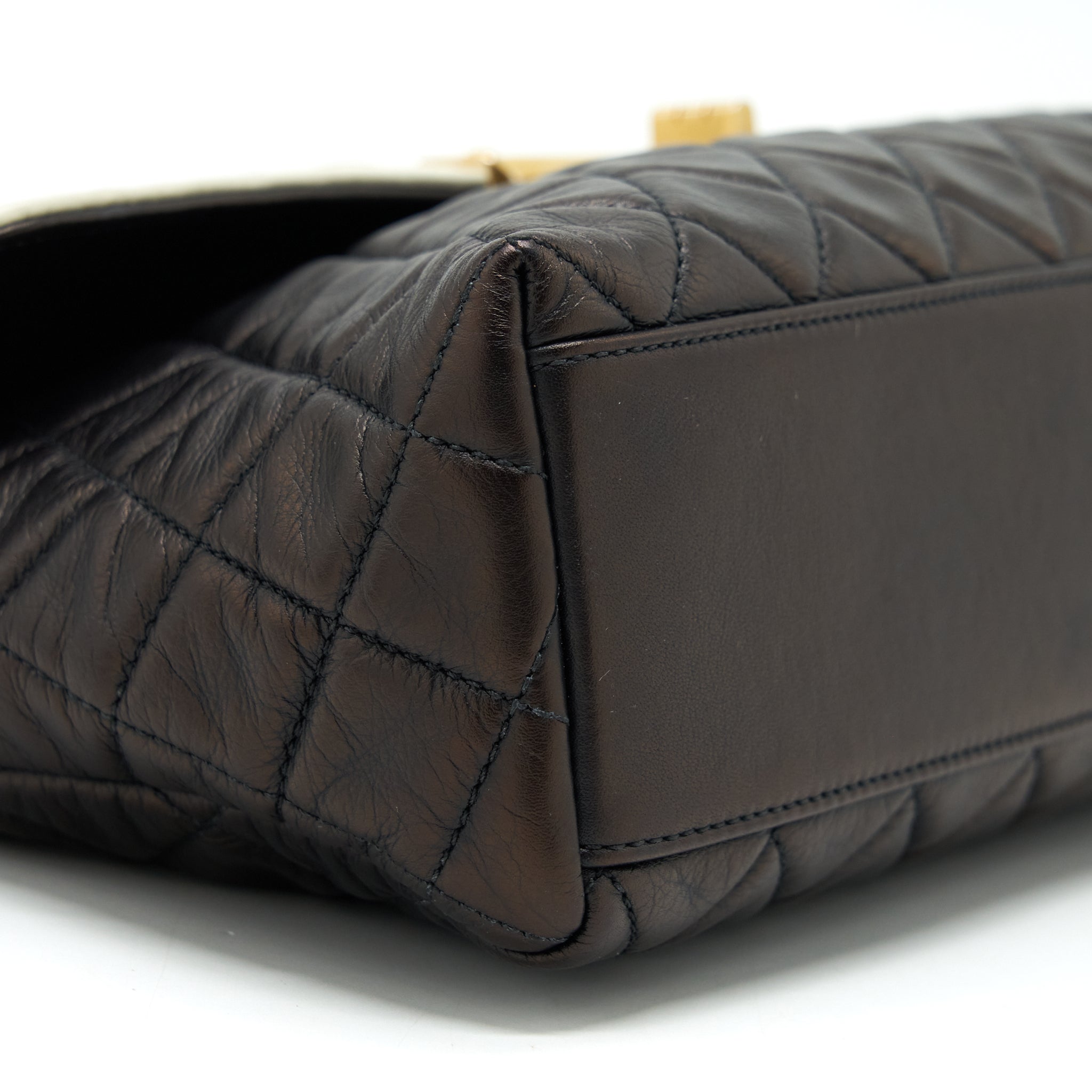 Chanel Vintage Single Flap Bag Lambskin Dark Brown