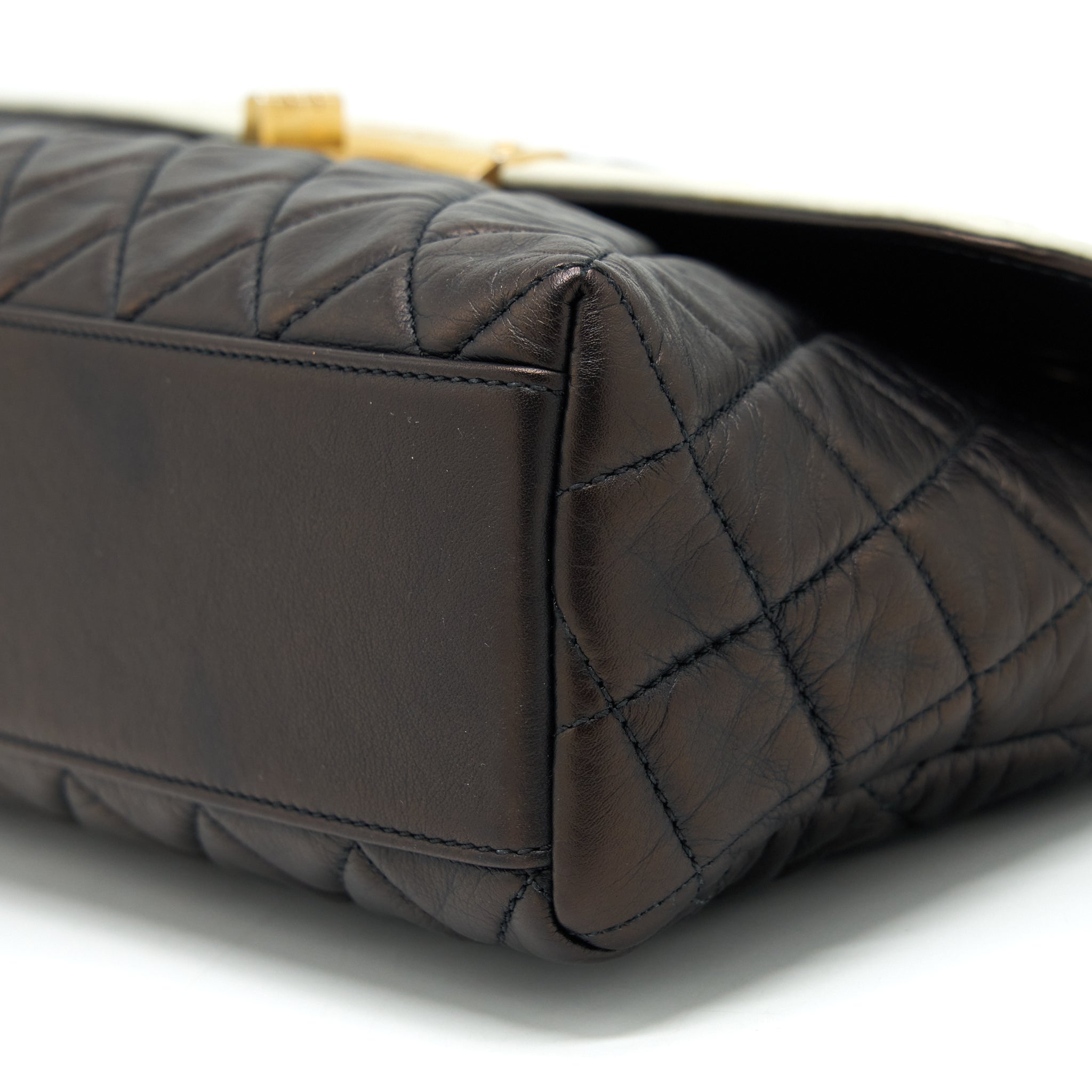 Chanel Vintage Single Flap Bag Lambskin Dark Brown