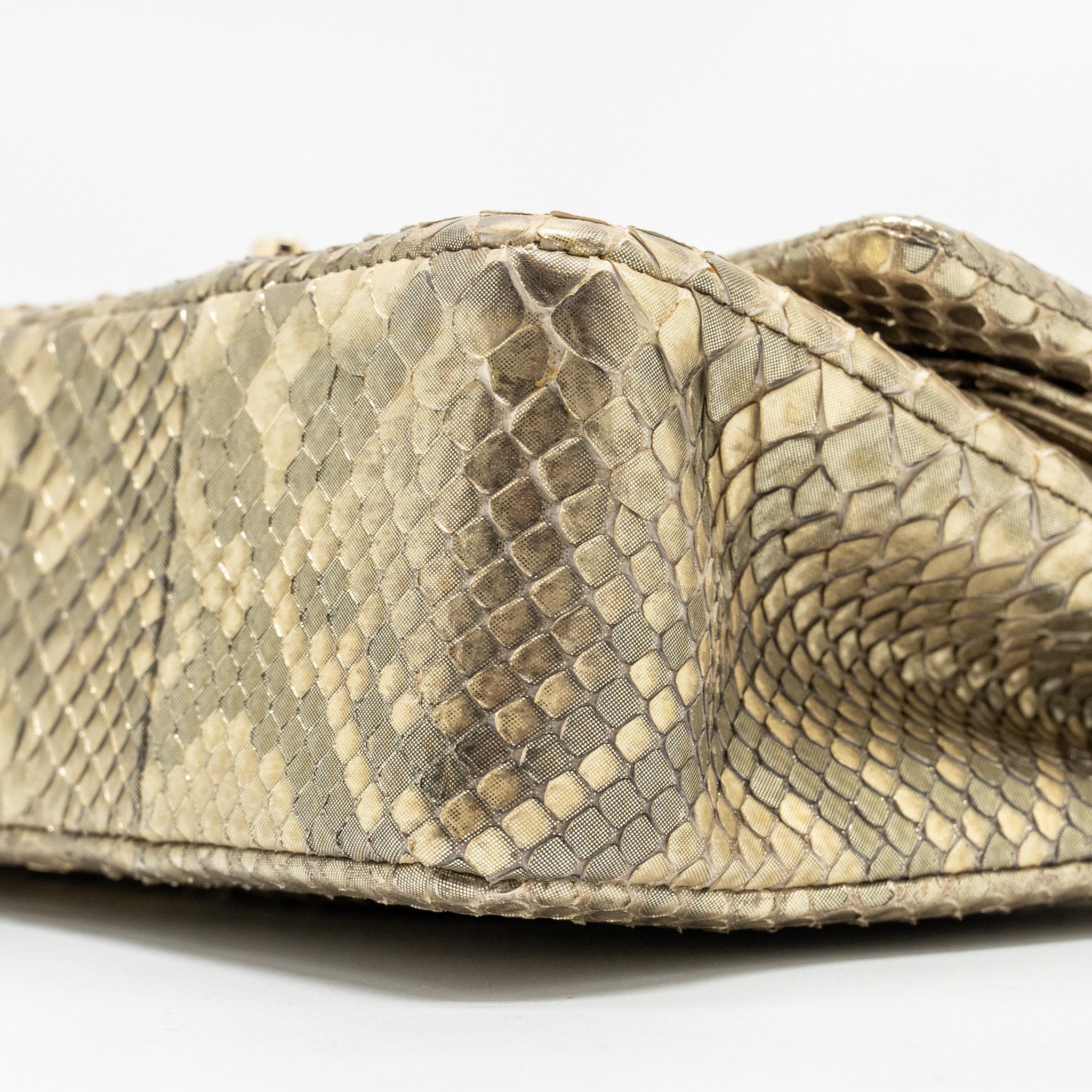 Chanel medium classic double flap bag python Gold