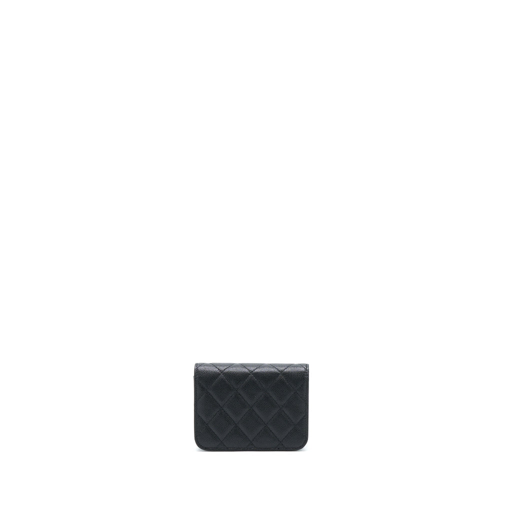 Chanel Mini Flap Card Holder With Chain Caviar Black L