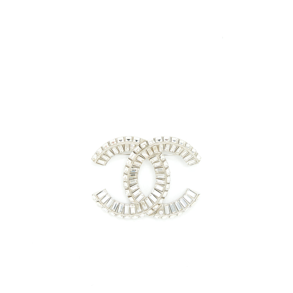 Chanel Metal And Strass Brooch Silver Tone