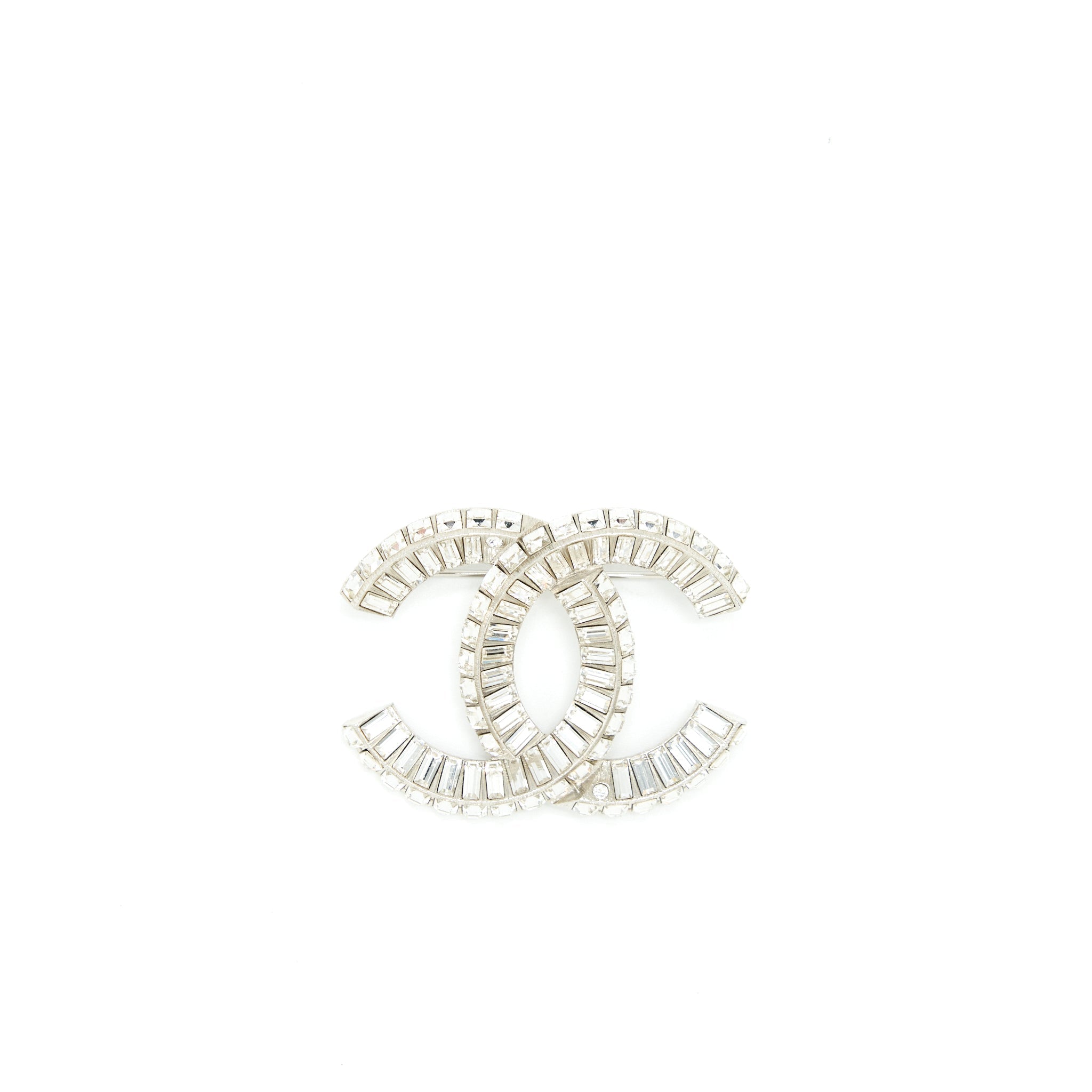 Chanel Metal And Strass Brooch Silver Tone