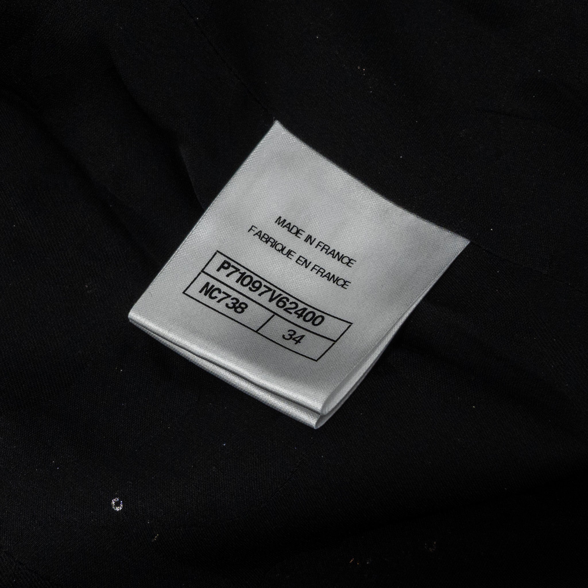 Chanel Size 34 21A Tweed Dress Polyester/Polyamide Black/Silver