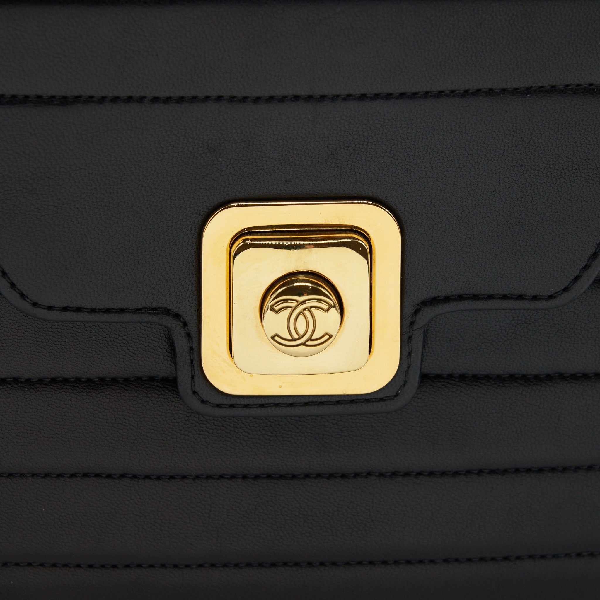 Chanel Vintage Kelly Flap Bag With Long Strap Black 24k