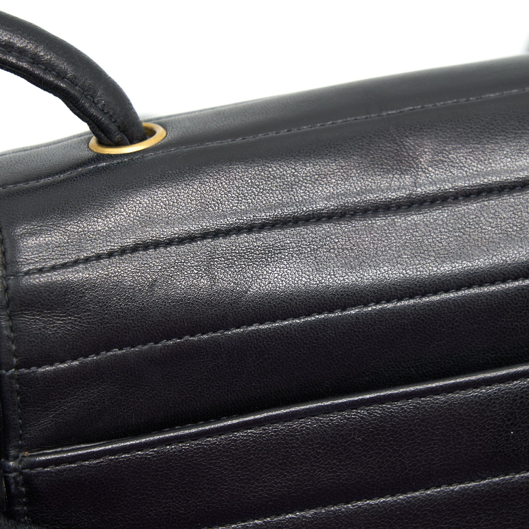 Chanel Vintage Kelly Flap Bag With Long Strap Black 24k