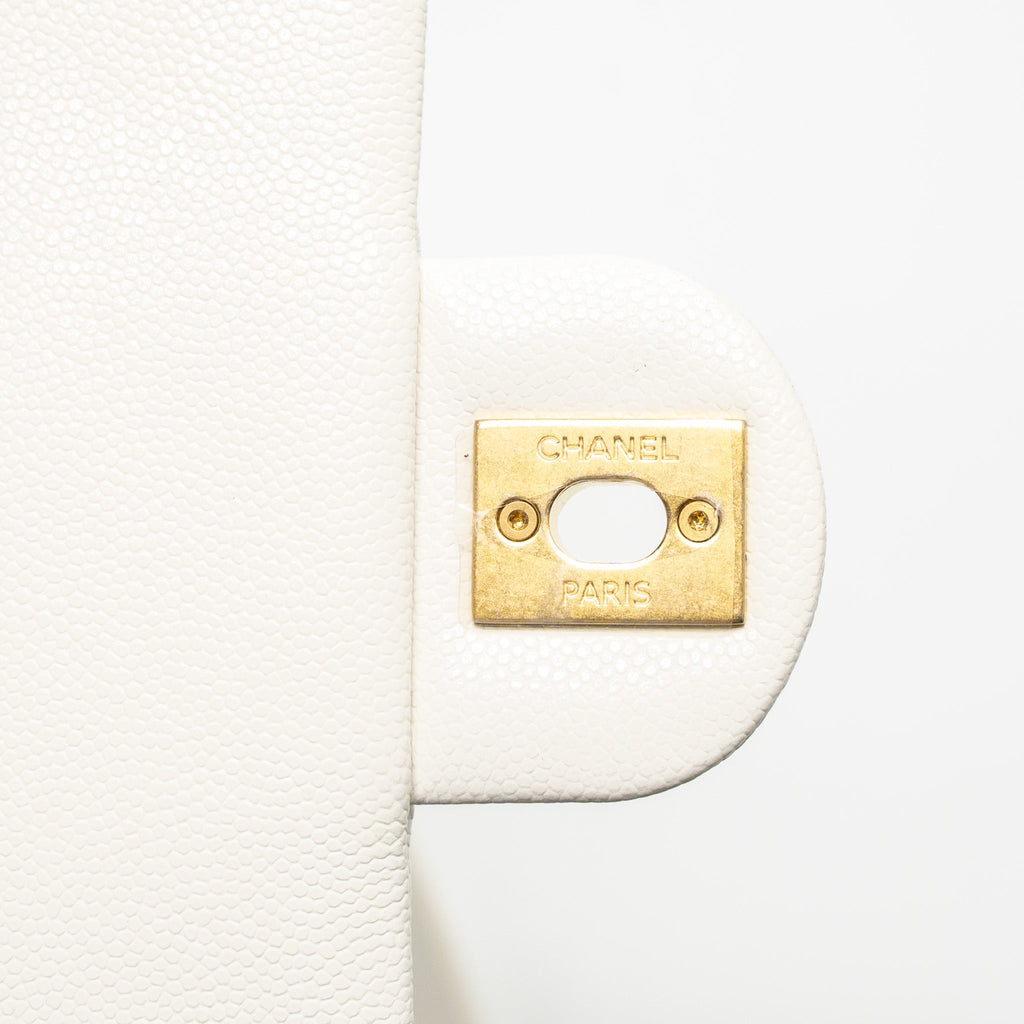 Chanel 22A Small Flap Bag Button on Chain Caviar White Brushed  (Microchip)