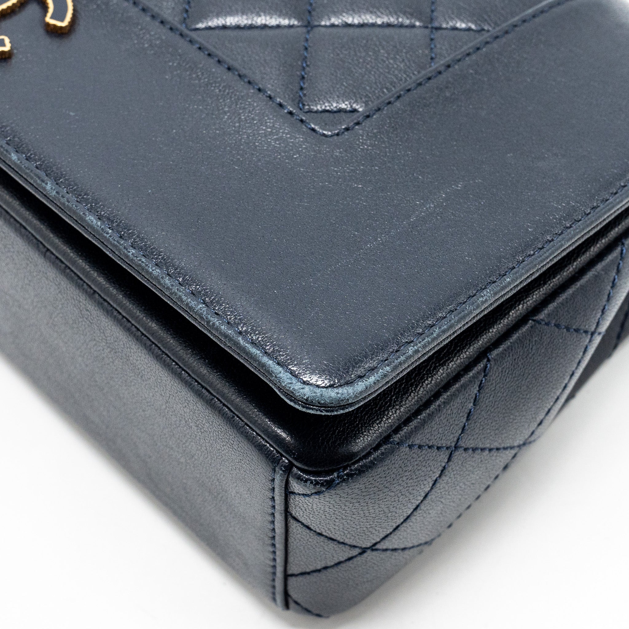 Chanel Mademoiselle Enamel Flap Bag Goatskin Navy