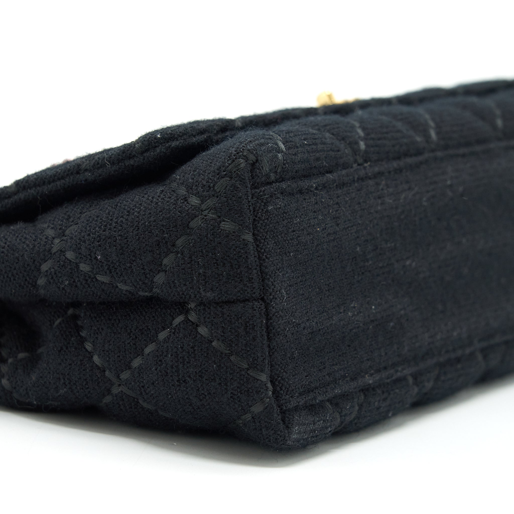 Chanel Vintage Shoulder Bag fabric Black  With An Extra Bag Charm