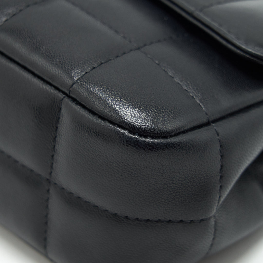 Chanel Camellia Mini Flap shoulder Bag Lambskin black
