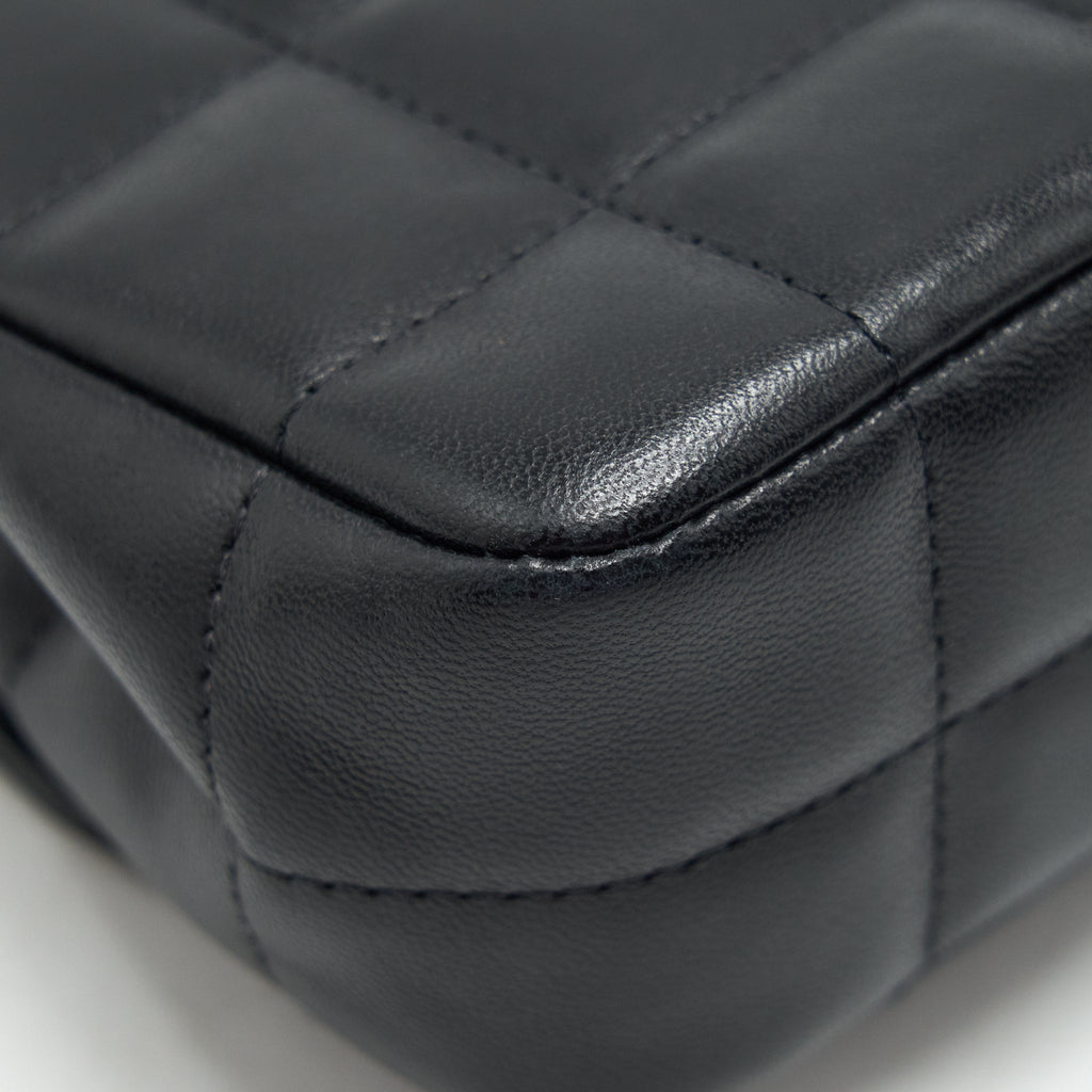 Chanel Camellia Mini Flap shoulder Bag Lambskin black