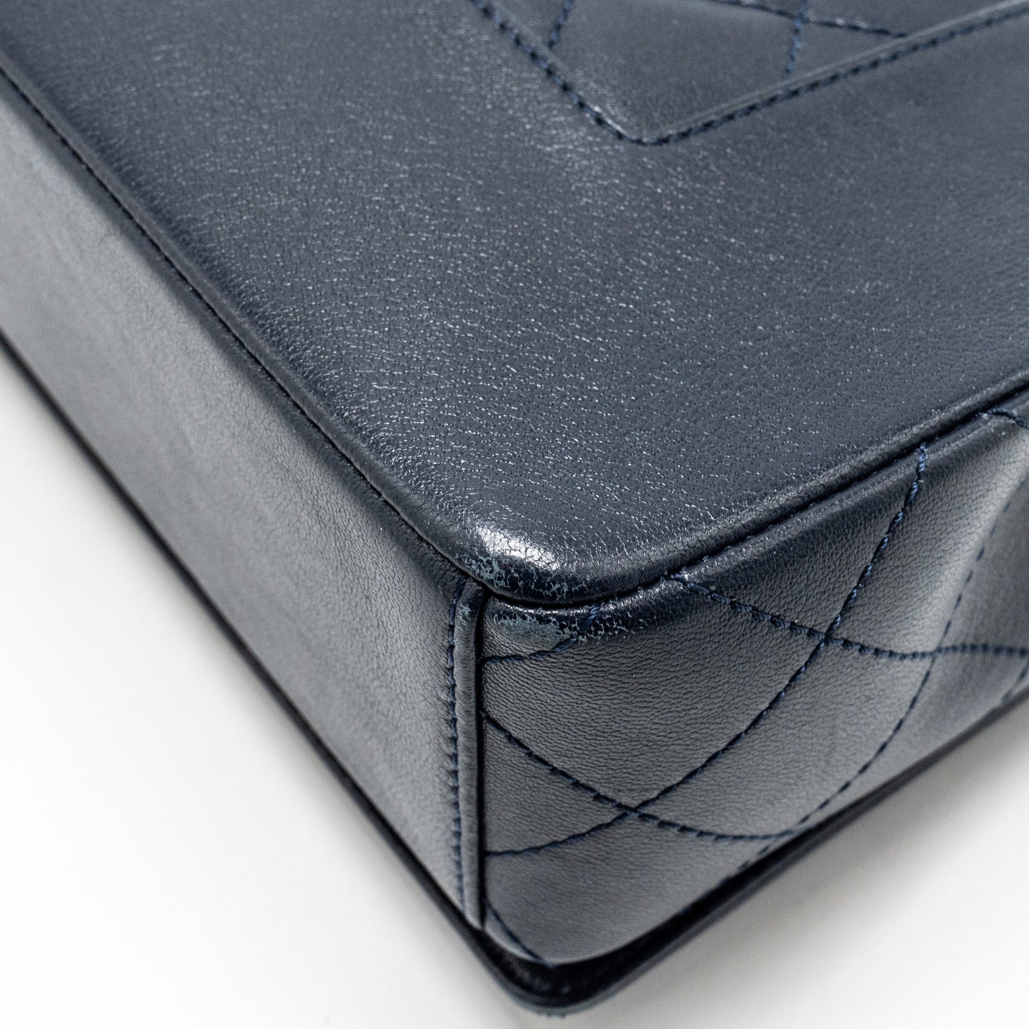 Chanel Mademoiselle Enamel Flap Bag Goatskin Navy