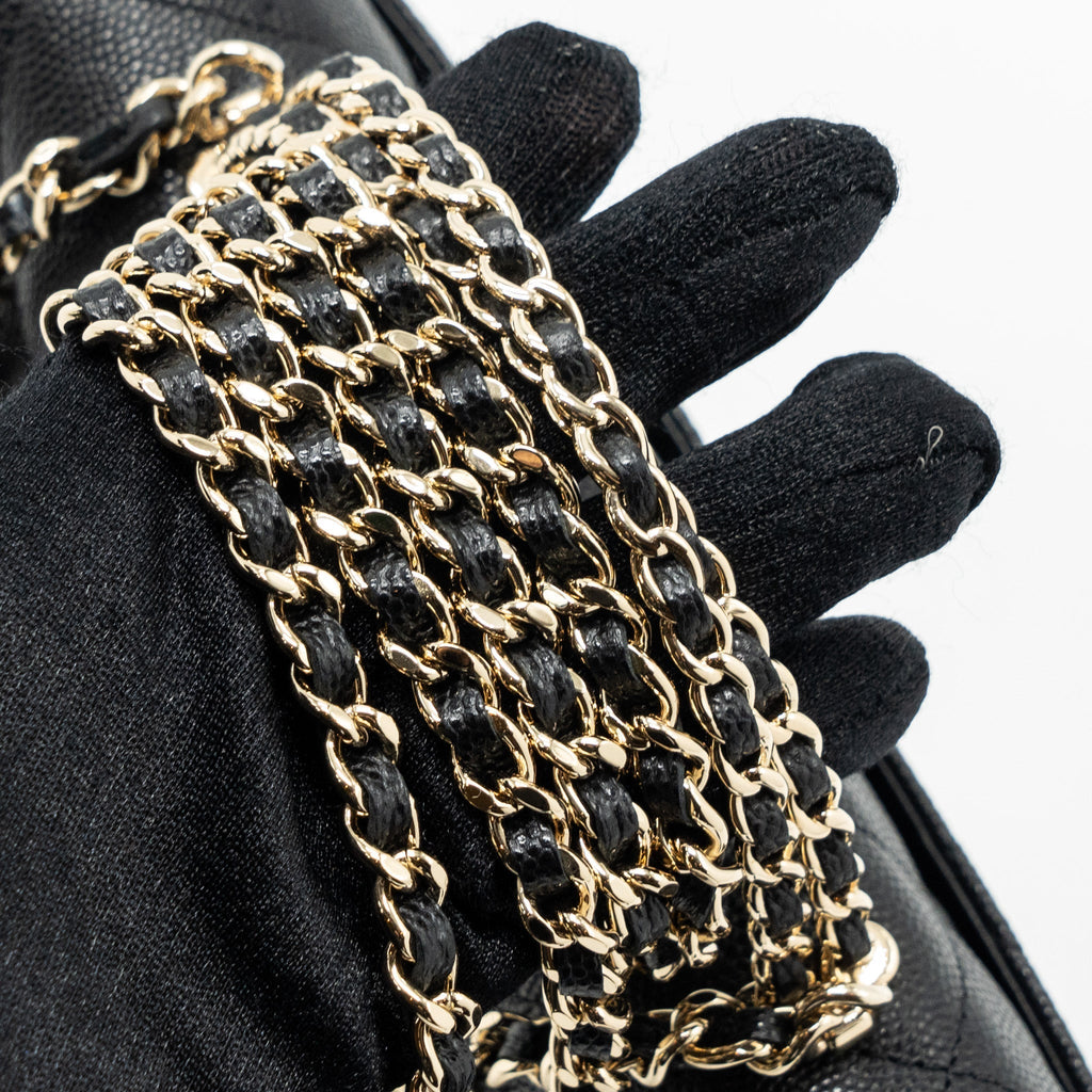 Chanel 23P Top Handle Mini Flap Bag Caviar Black L (Microchip)