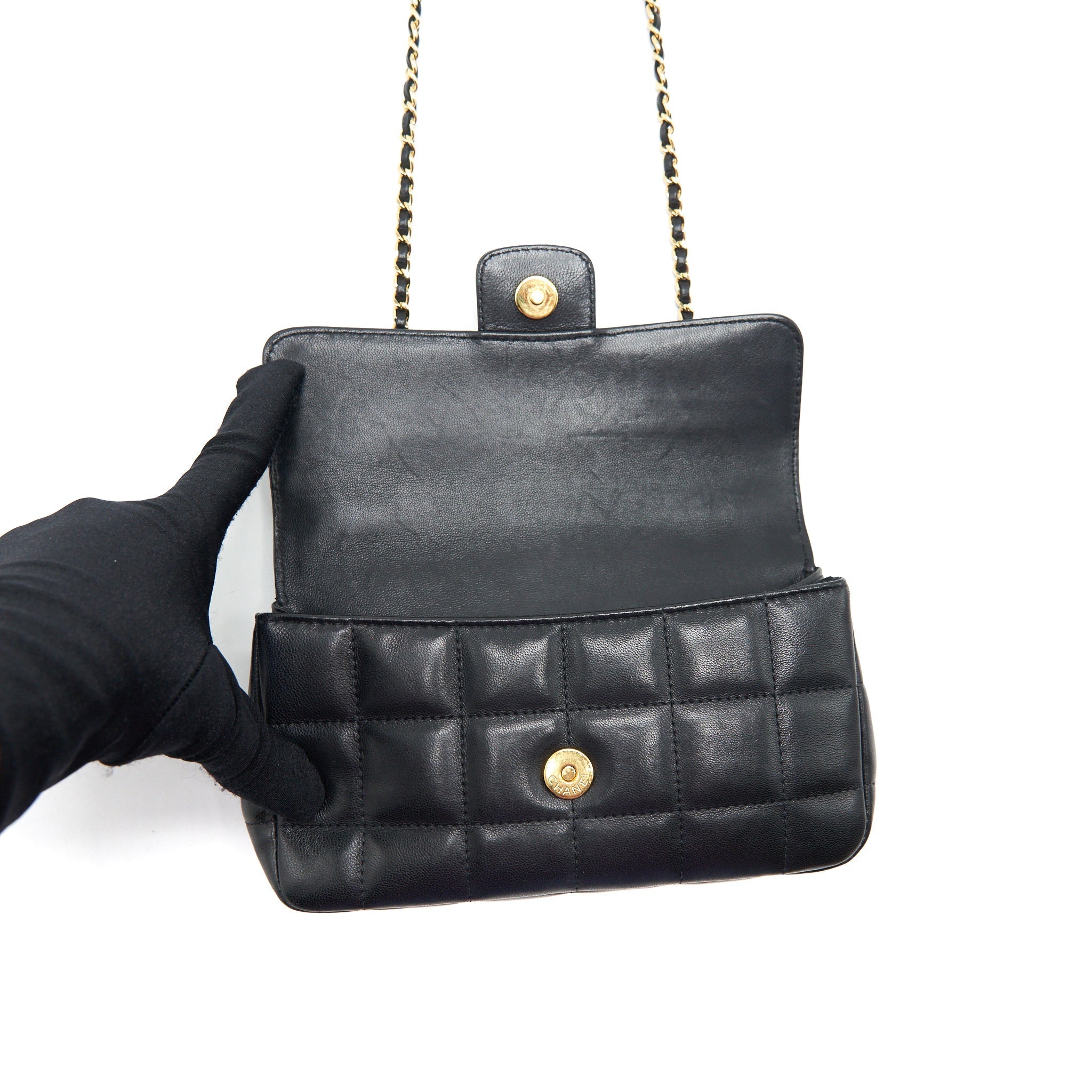 Chanel Camellia Mini Flap shoulder Bag Lambskin black