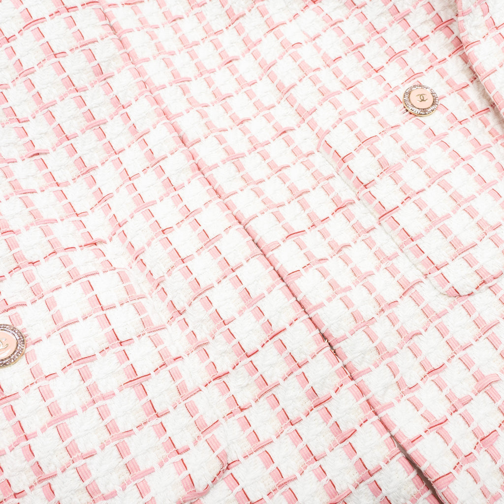 Chanel Size 34 22S Tweed Jacket Cotton/Acrylic Light Pink/White