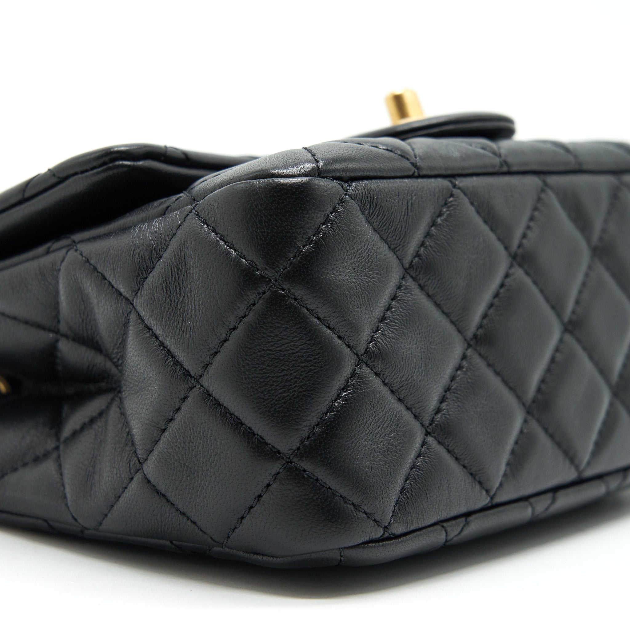 Chanel Pearl Crush Mini Square Flap Bag Lambskin Black