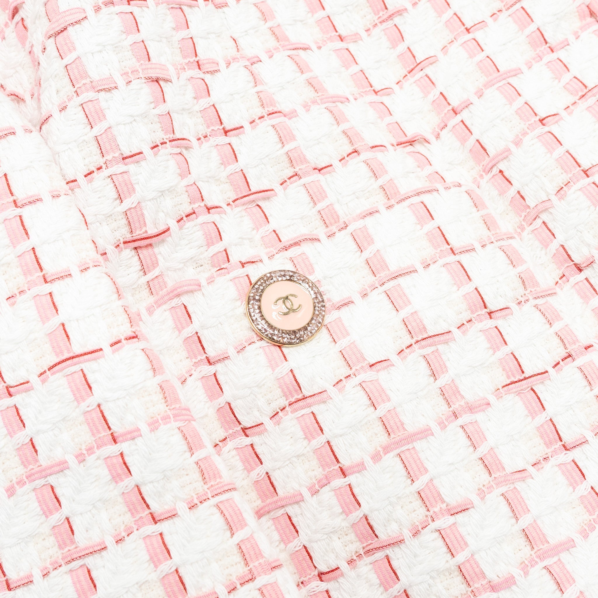 Chanel Size 34 22S Tweed Jacket Cotton/Acrylic Light Pink/White