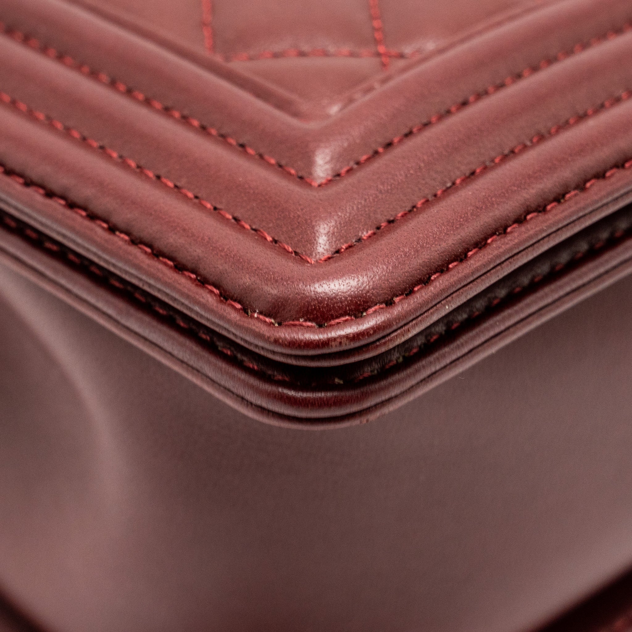 Chanel Medium Boy Bag Lambskin Dark Red L