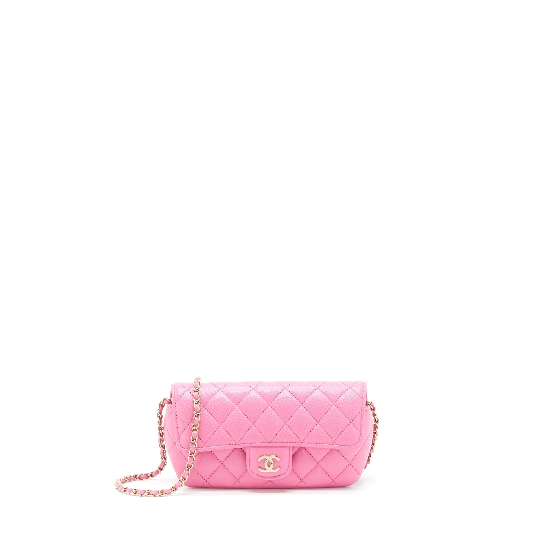 Chanel Glasses Case Flap Bag With Chain Caviar Pink L