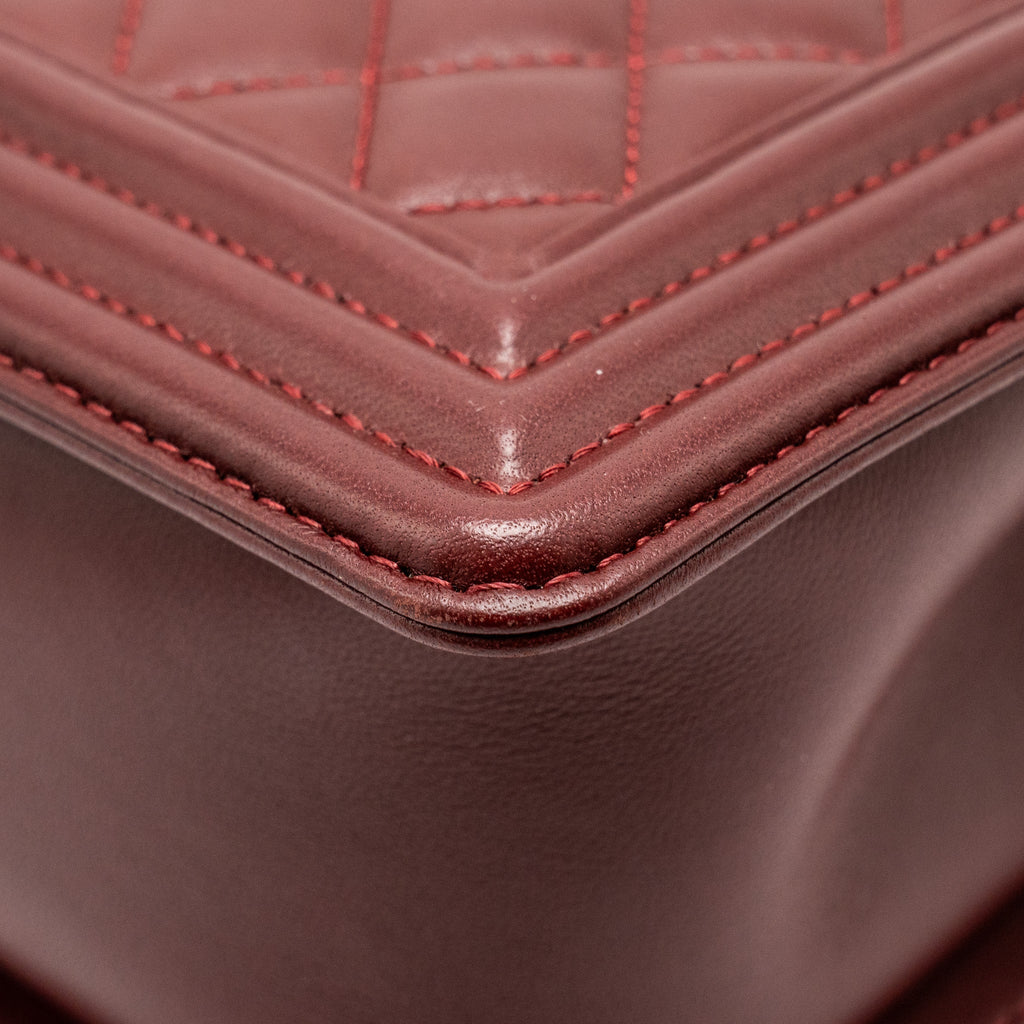 Chanel Medium Boy Bag Lambskin Dark Red L